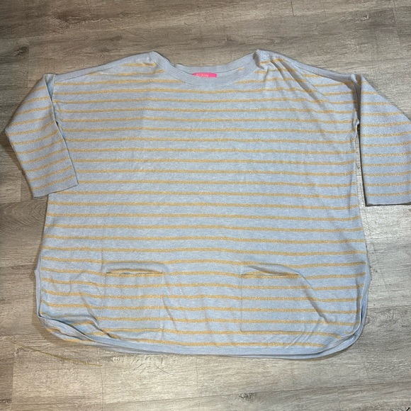 Lilly Pulitzer Striped oversized Sweater in Blue and Gold Sz M - Picture 1 of 7